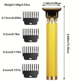 Electric Hair Cutting Machine Rechargeable New Hair Clipper Man Shaver Trimmer for Men Barber Professional Beard Trimmer (Color: Gold)